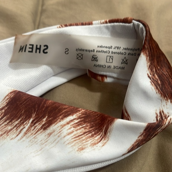 Womens Bikini Bottom Size Small White Brown Cheeky Swimwear - Picture 5 of 5